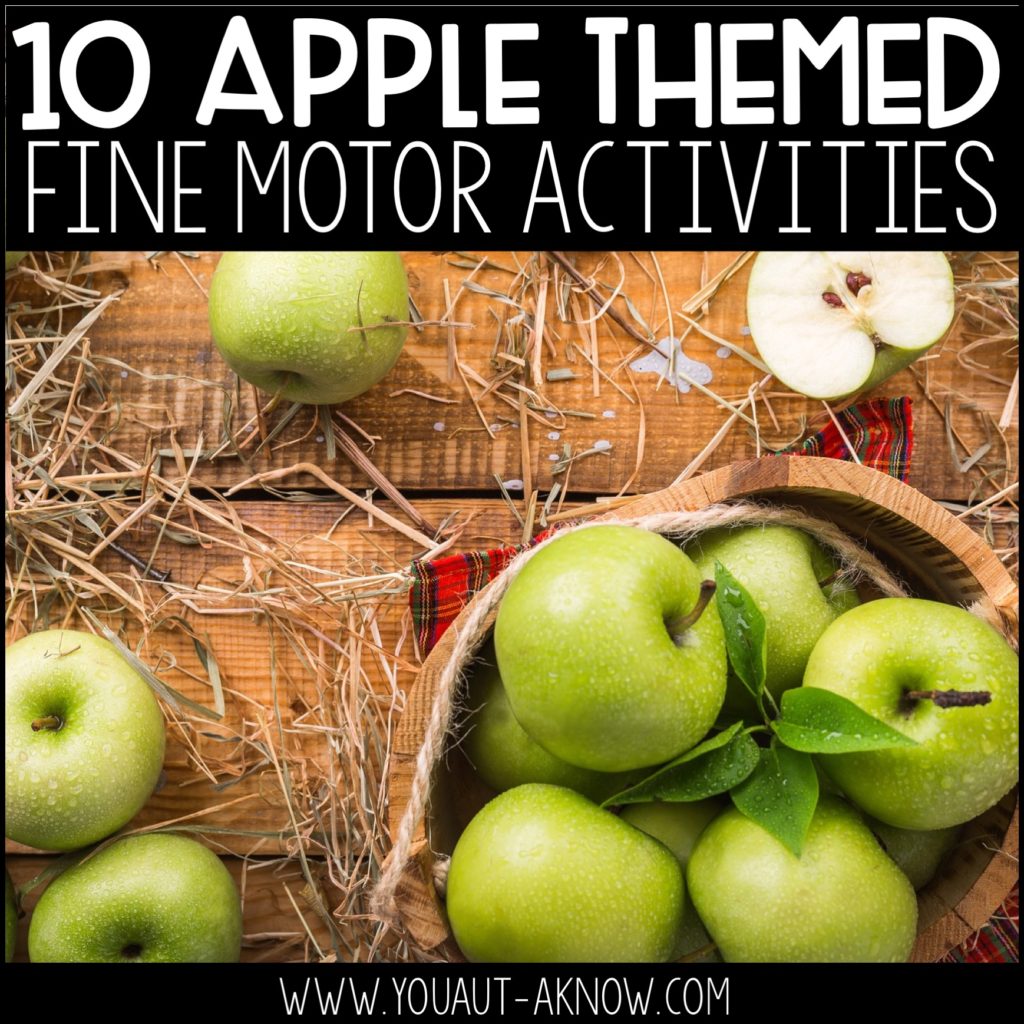 Apple themed fine motor activities for special education.
